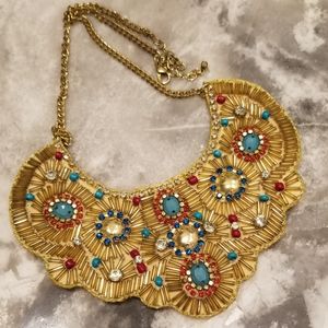 Gold And Turquoise Ornate Statement Necklace